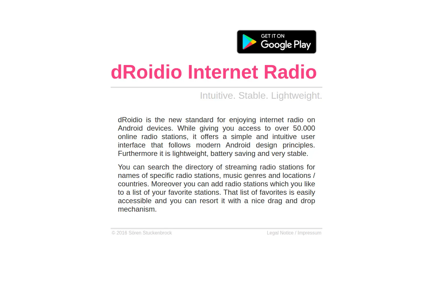 Screenshot of droidio.rocks