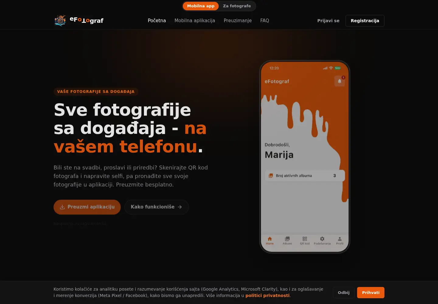 Captured homepage of efotograf.rs in the current scan