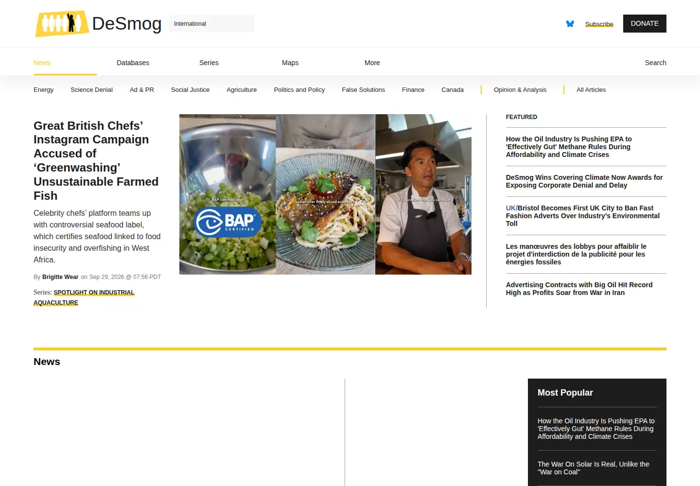 Screenshot of desmog.com