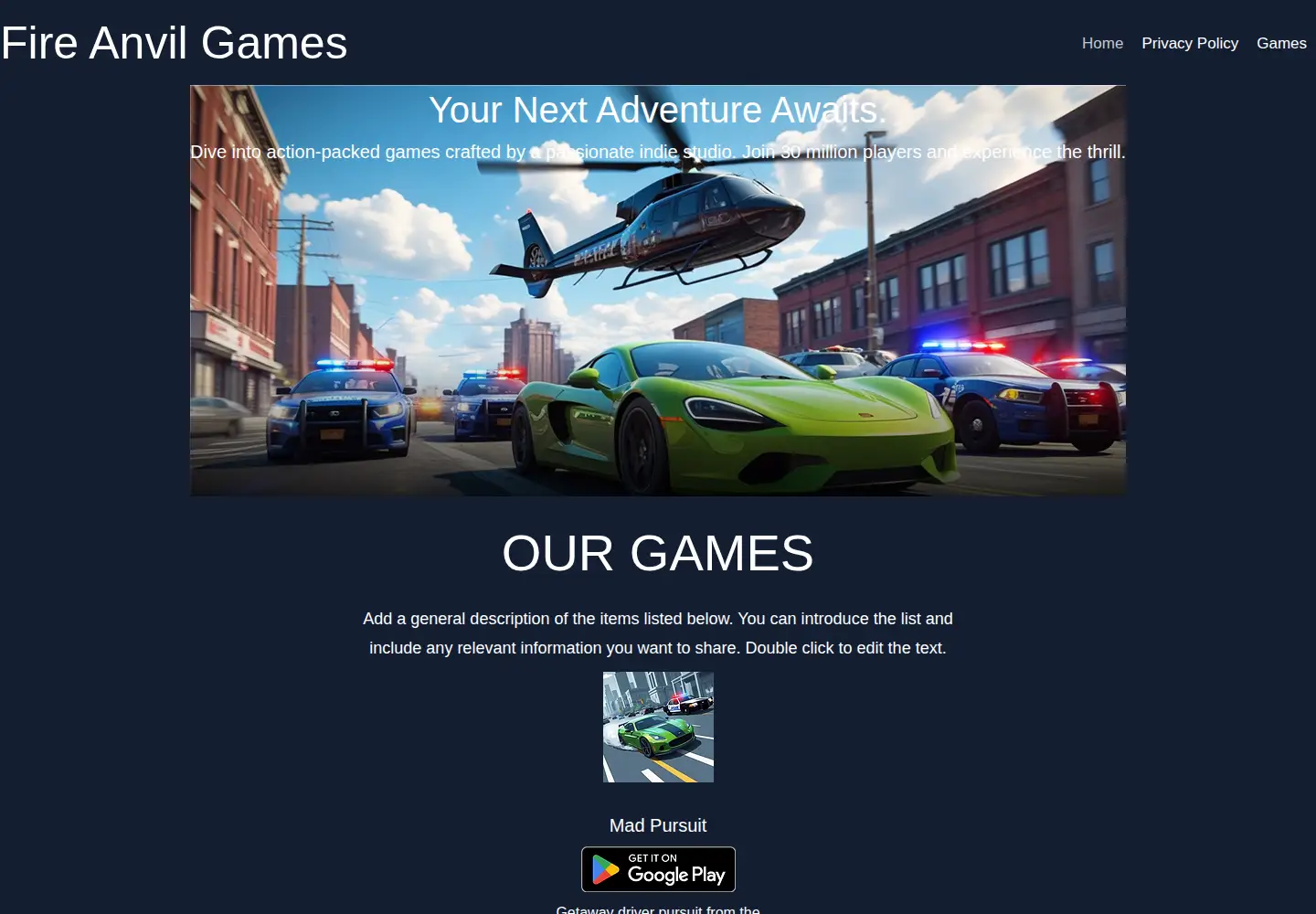 Screenshot of fireanvilgames.ru
