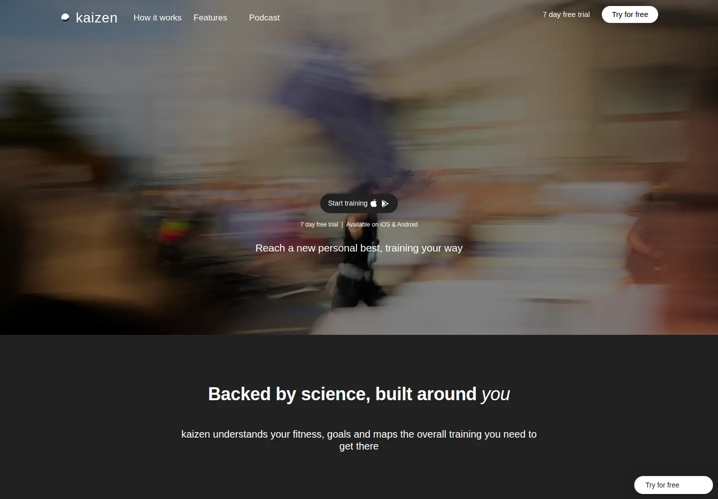 Captured homepage of kaizenapp.run in the current scan
