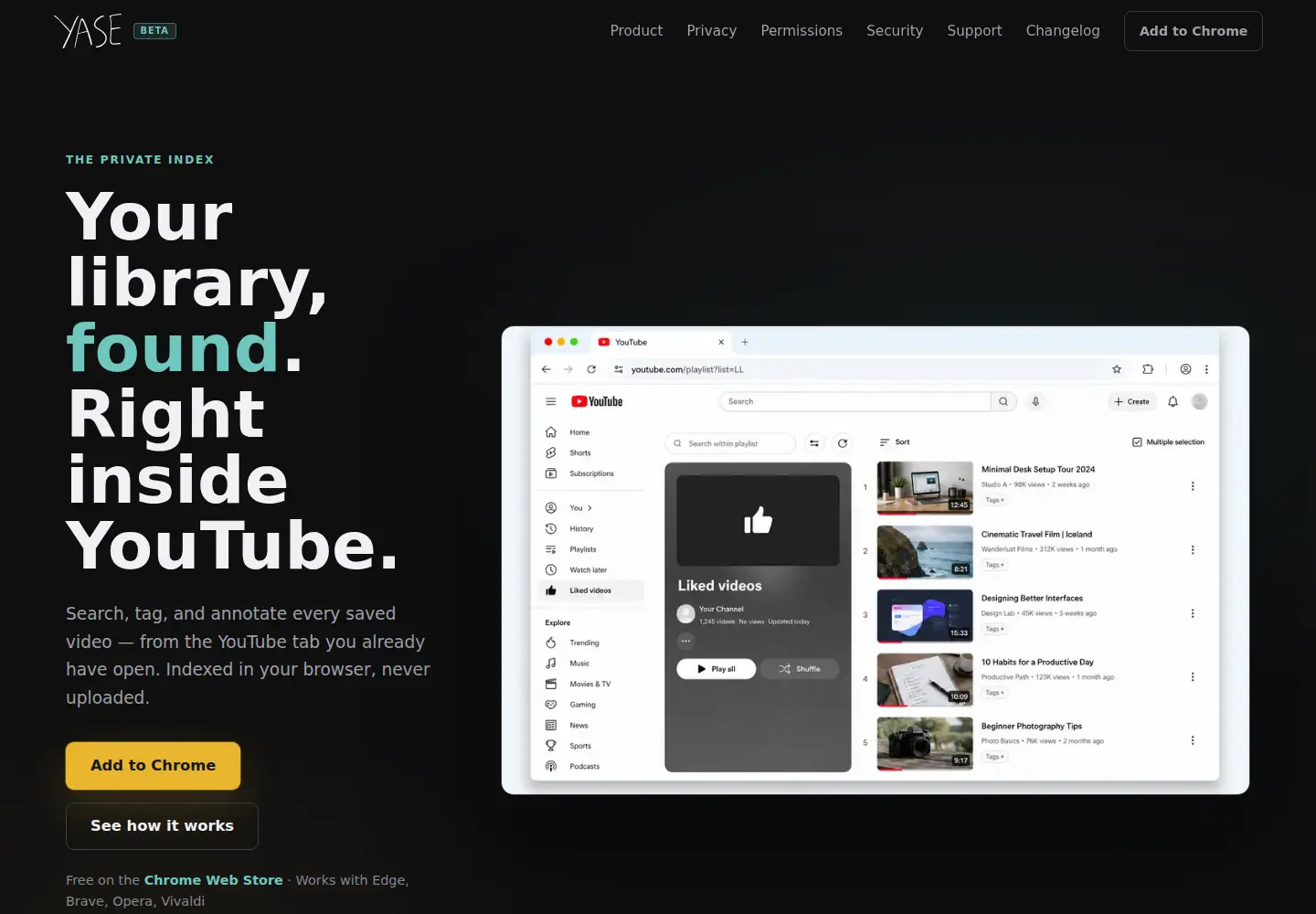 Captured homepage of yase.run in the current scan
