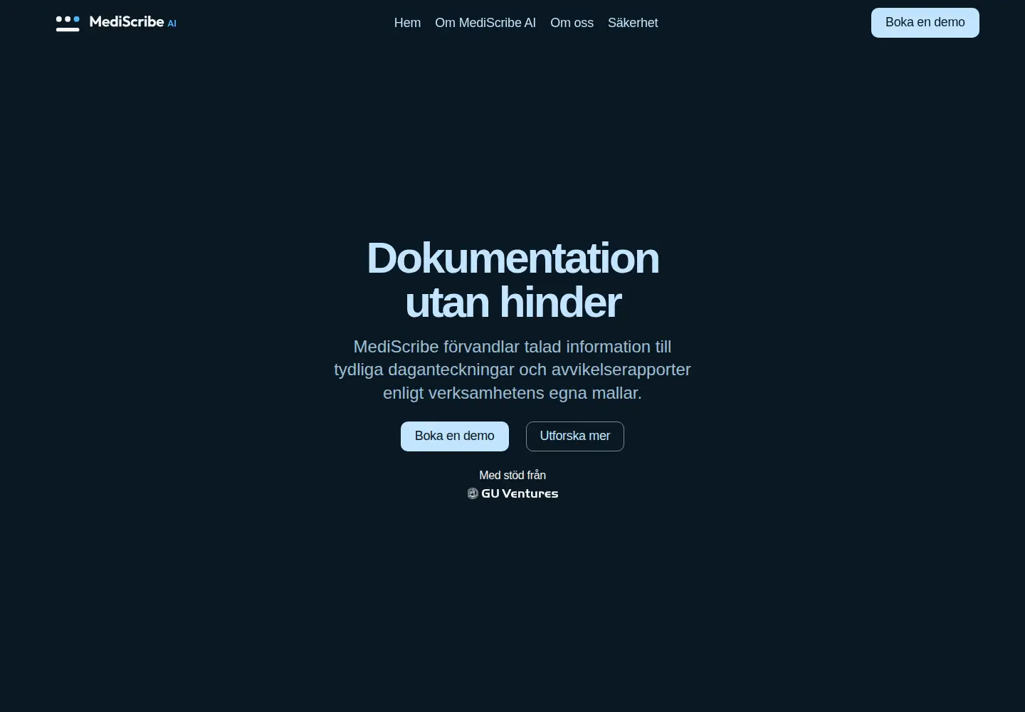 Screenshot of mediscribe.se