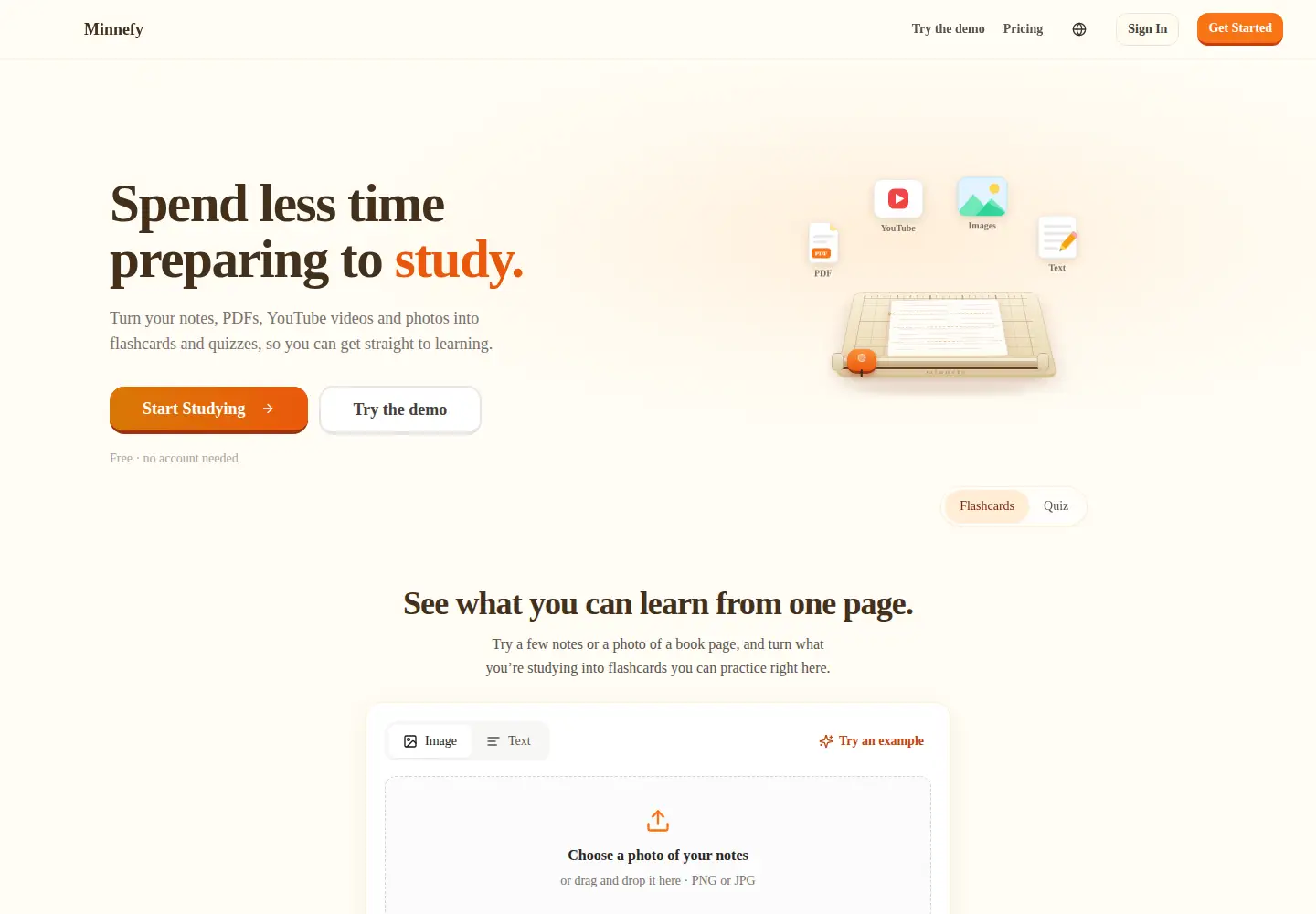 Screenshot of minnefy.se