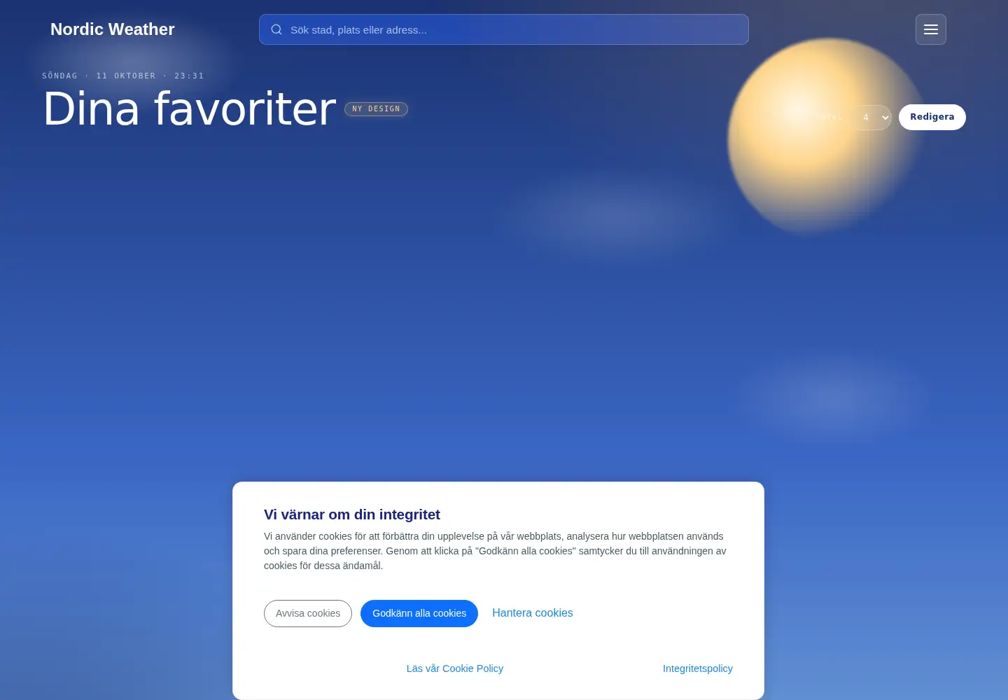 Screenshot of nordicweather.se