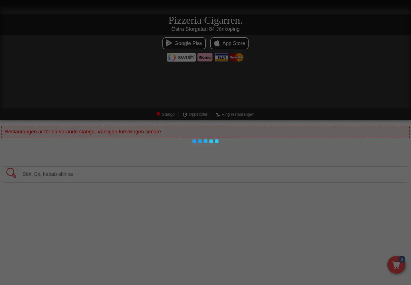 Screenshot of pizzeriacigarren.se