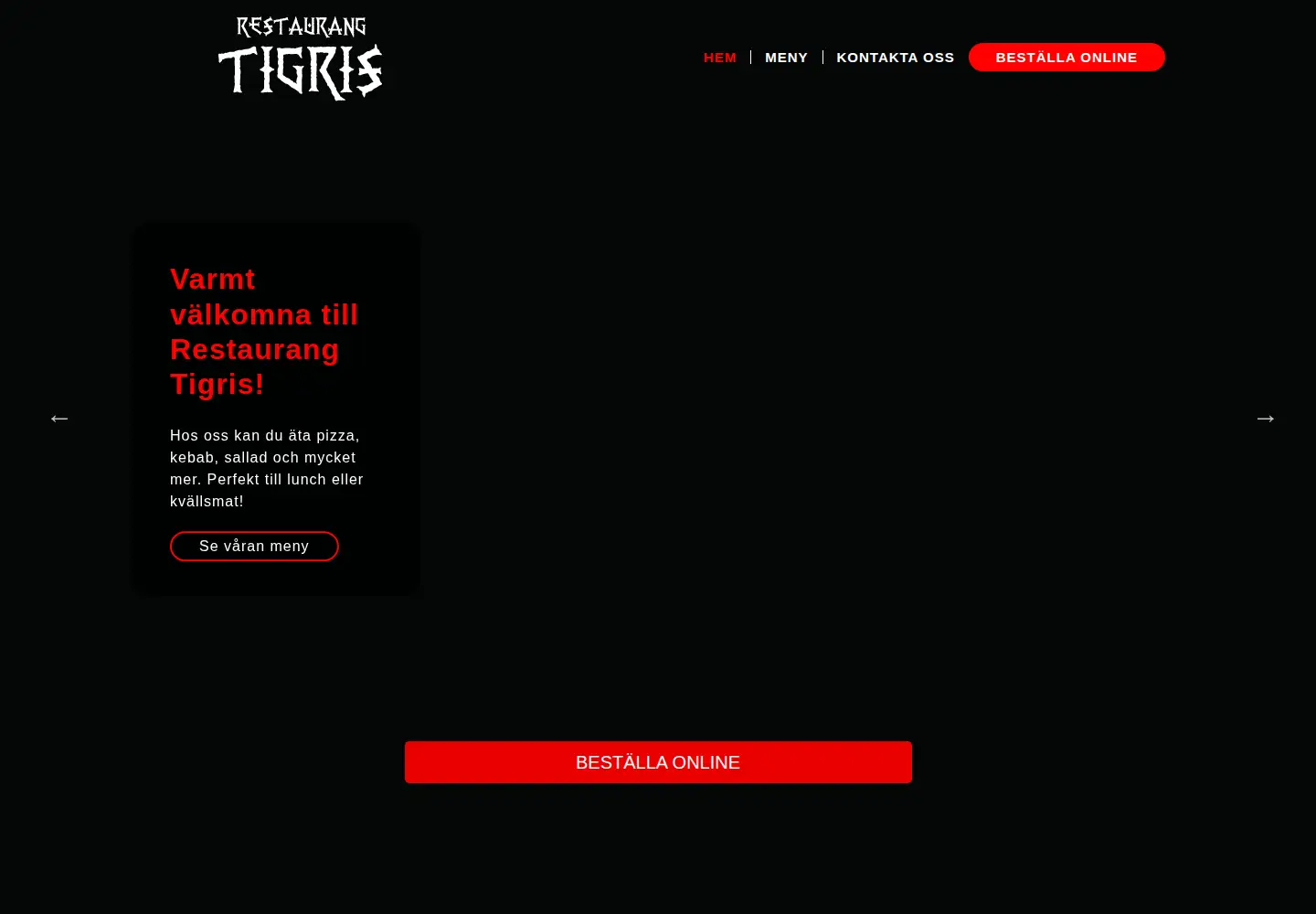 Screenshot of restaurangtigris.se