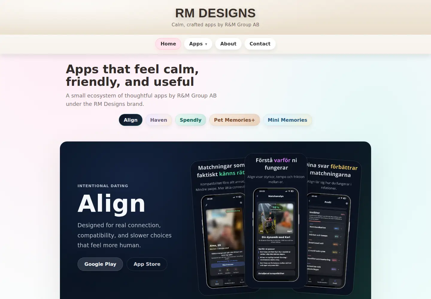 Captured homepage of rmdesigns.se in the current scan