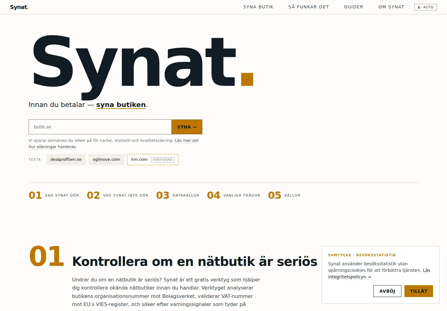 Screenshot of synat.se