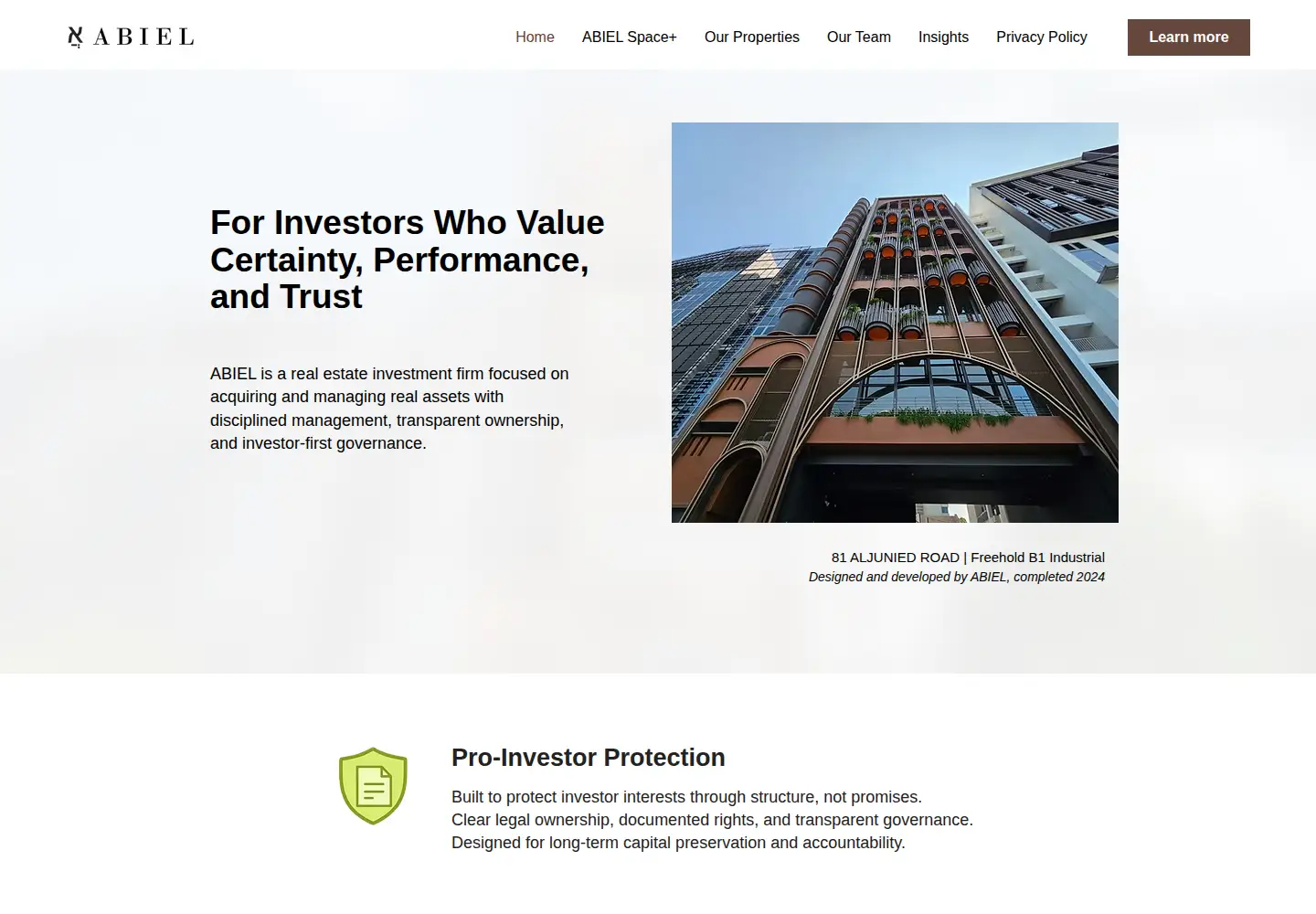 Screenshot of abiel.com.sg