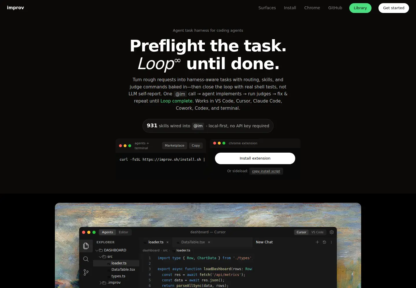 Screenshot of improv.sh