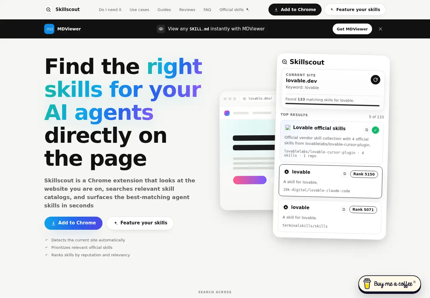 Captured homepage of skillscout.sh in the current scan