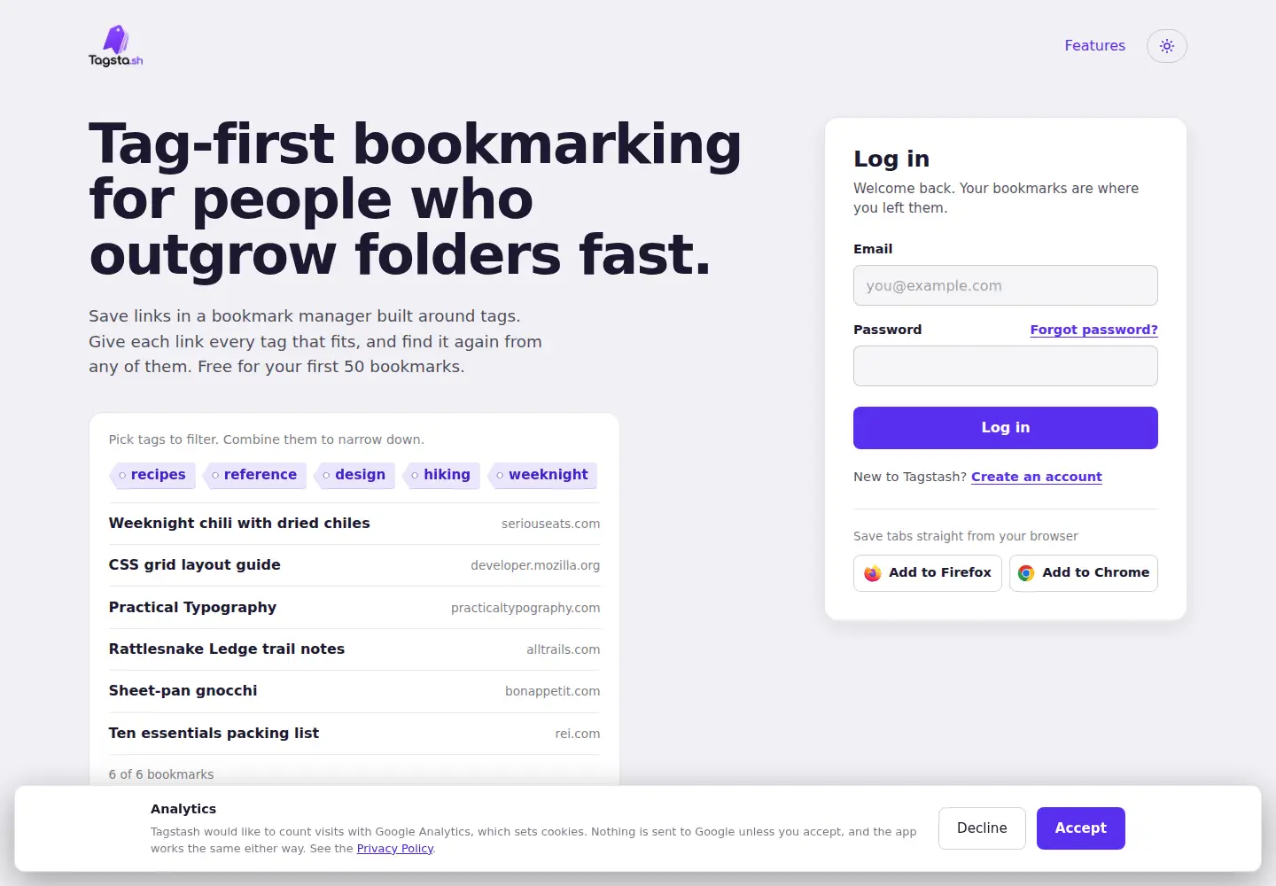 Screenshot of tagsta.sh