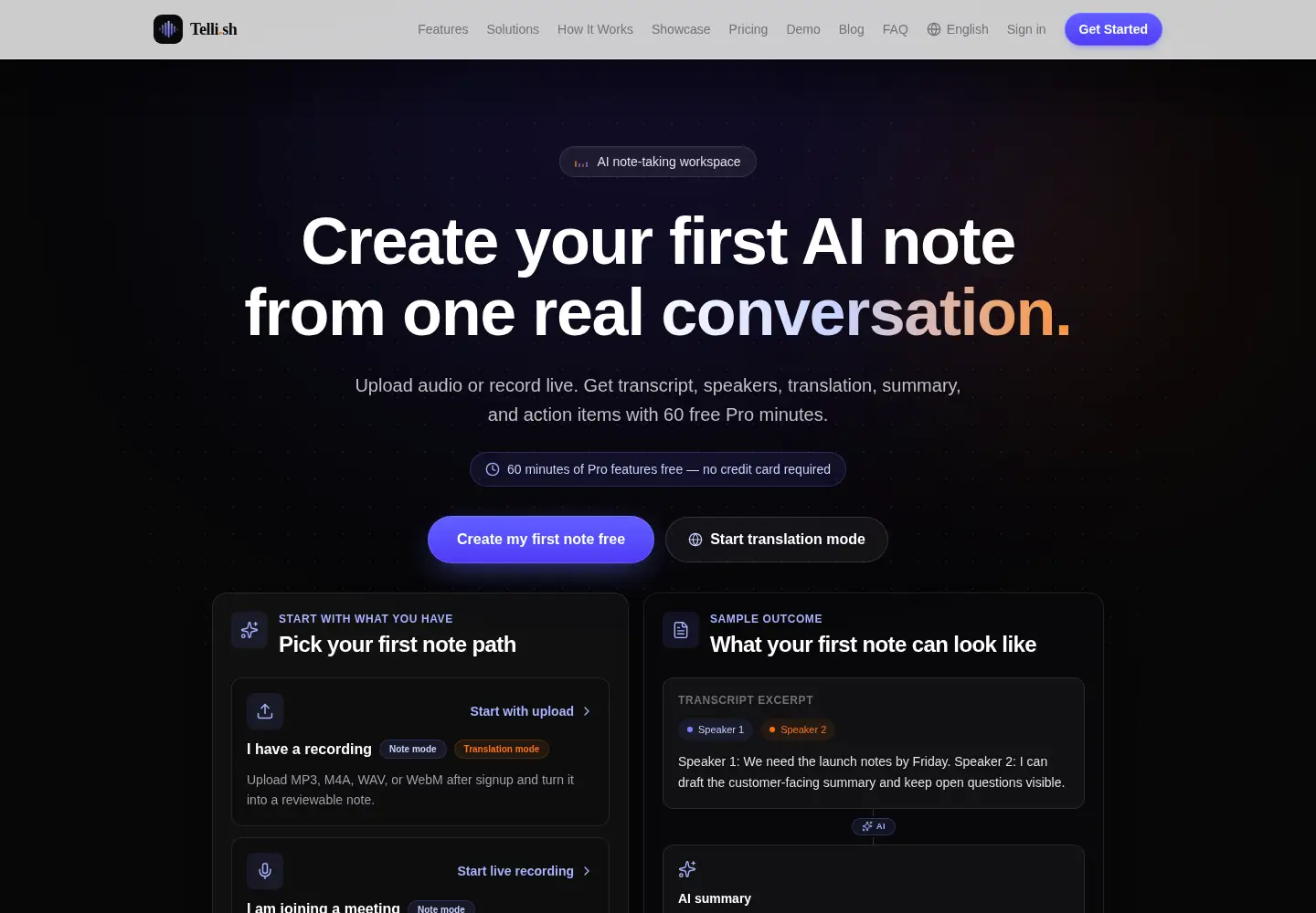 Screenshot of telli.sh