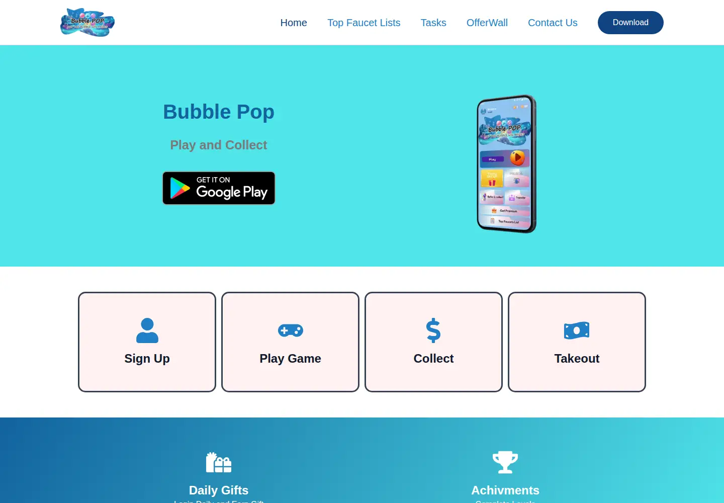 Captured homepage of bubblepopplay.site in the current scan