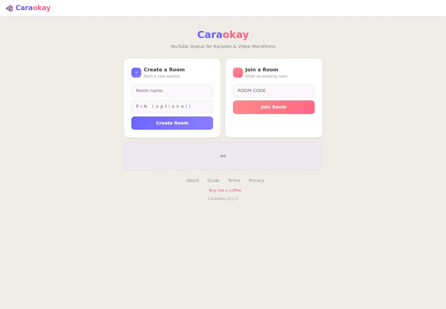 Captured homepage of caraokay.site in the current scan