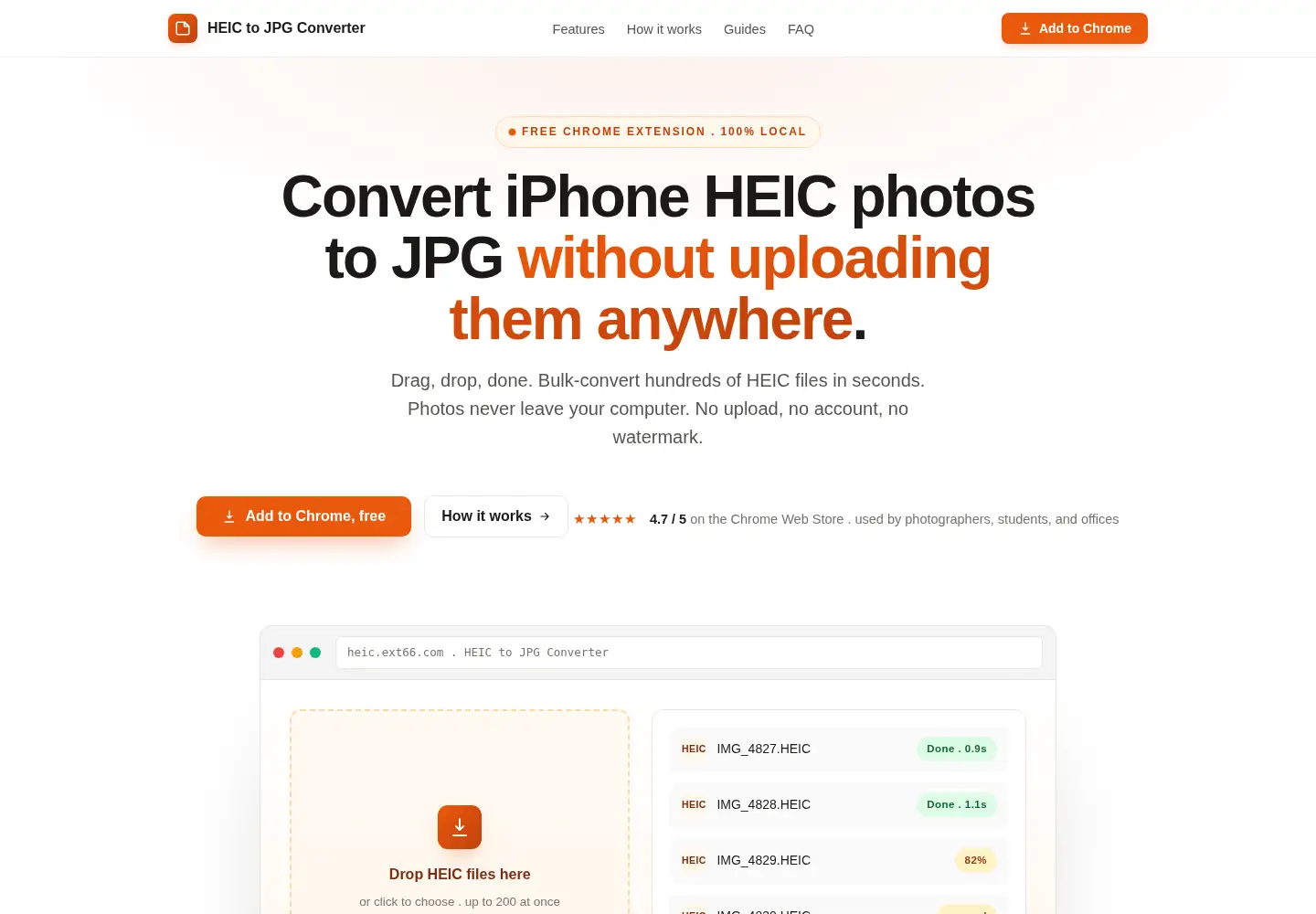 Captured homepage of heicconvert.site in the current scan