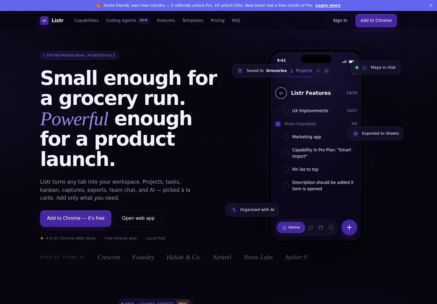 Captured homepage of listr.site in the current scan