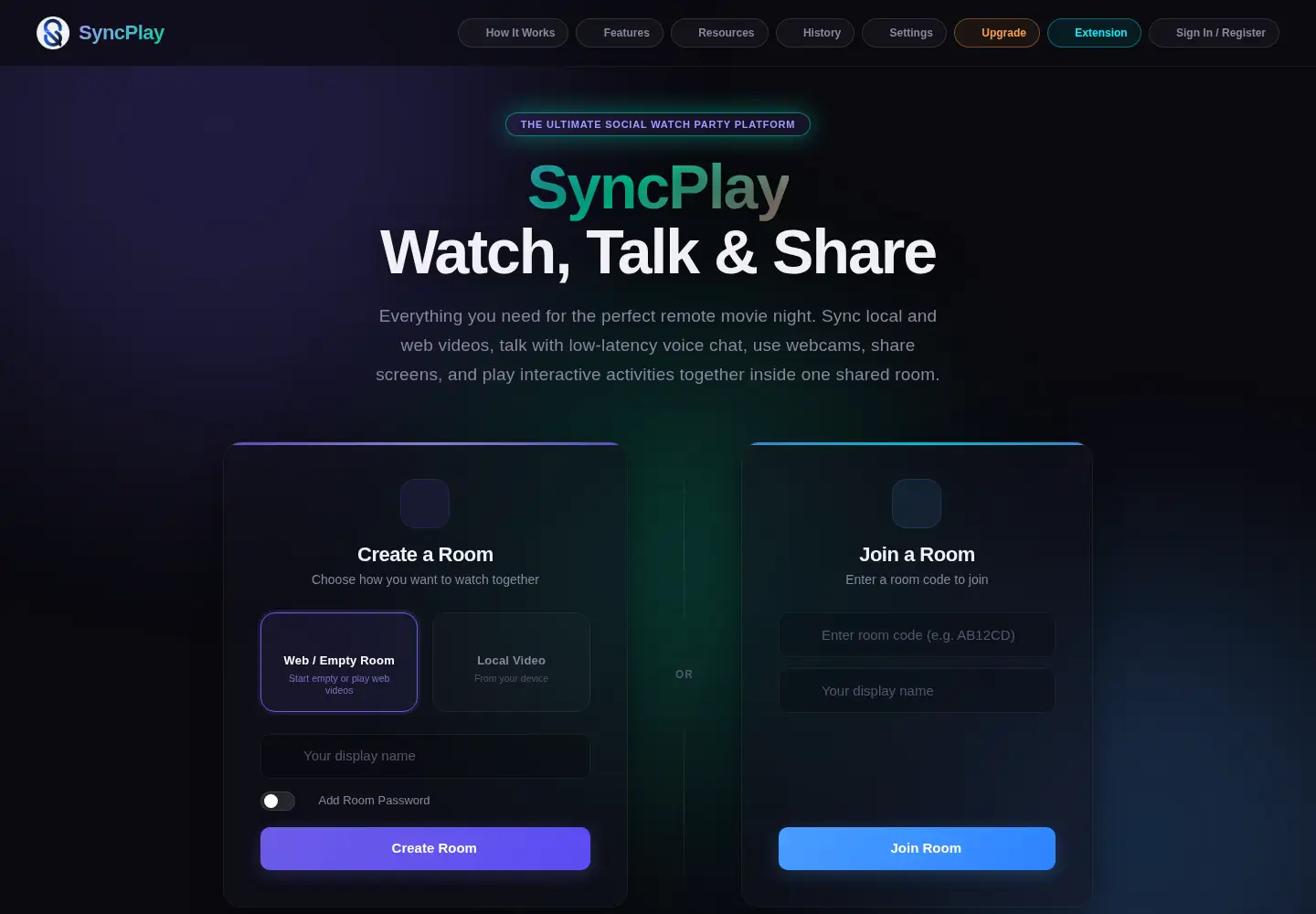 Screenshot of syncplay.site