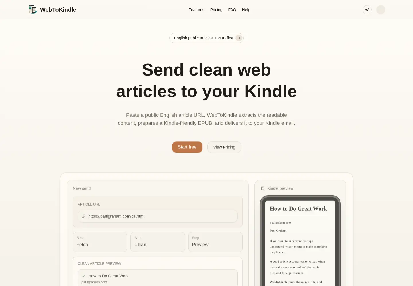 Captured homepage of webtokindle.site in the current scan