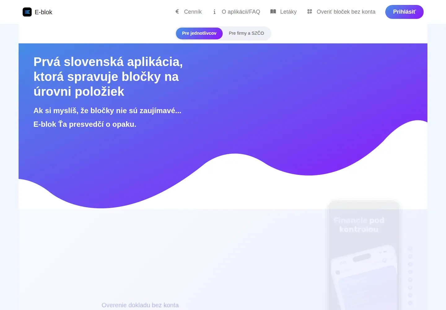 Captured homepage of e-blok.sk in the current scan