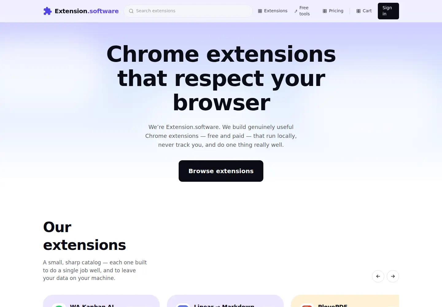Screenshot of extension.software