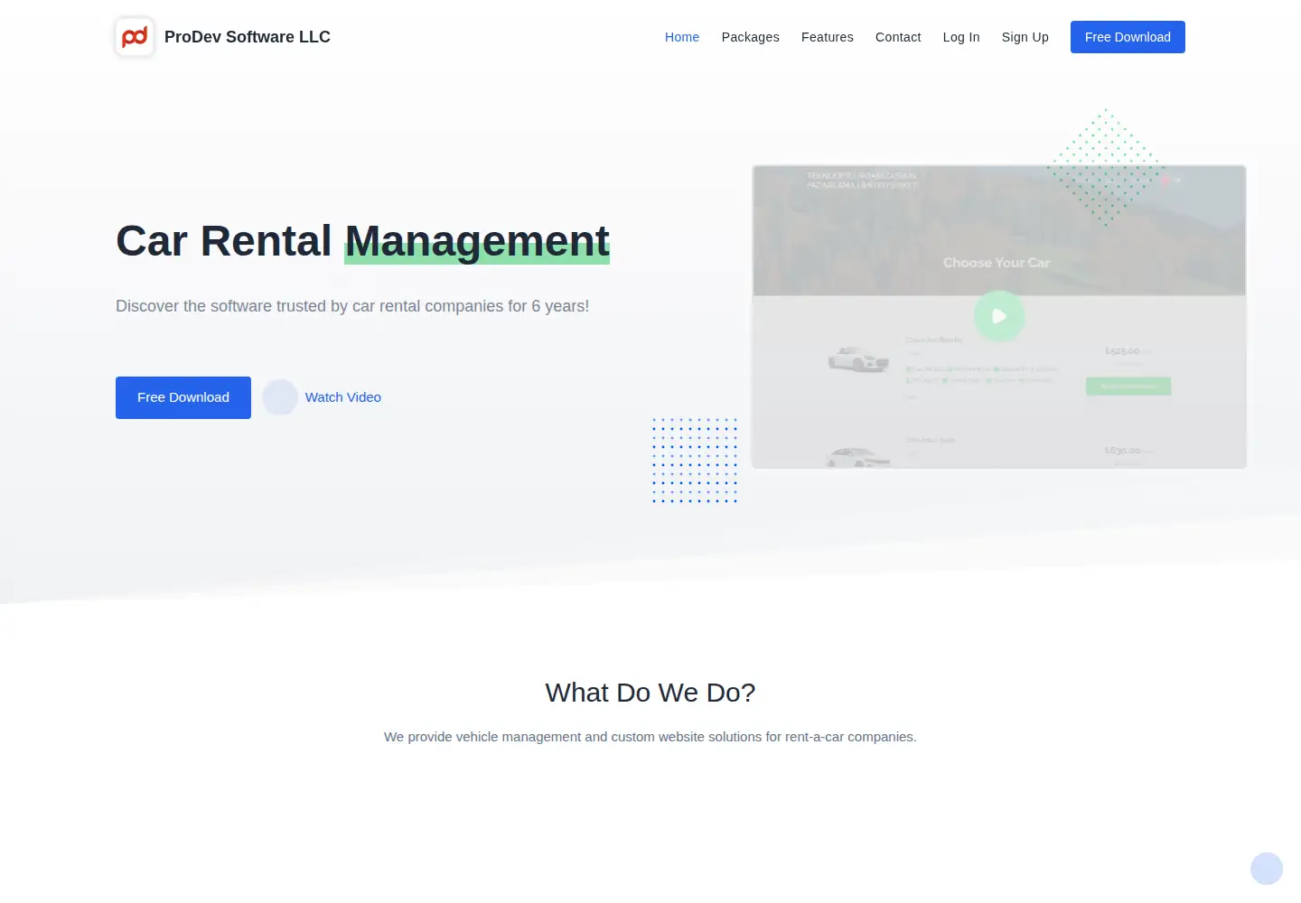 Captured homepage of prodev.software in the current scan
