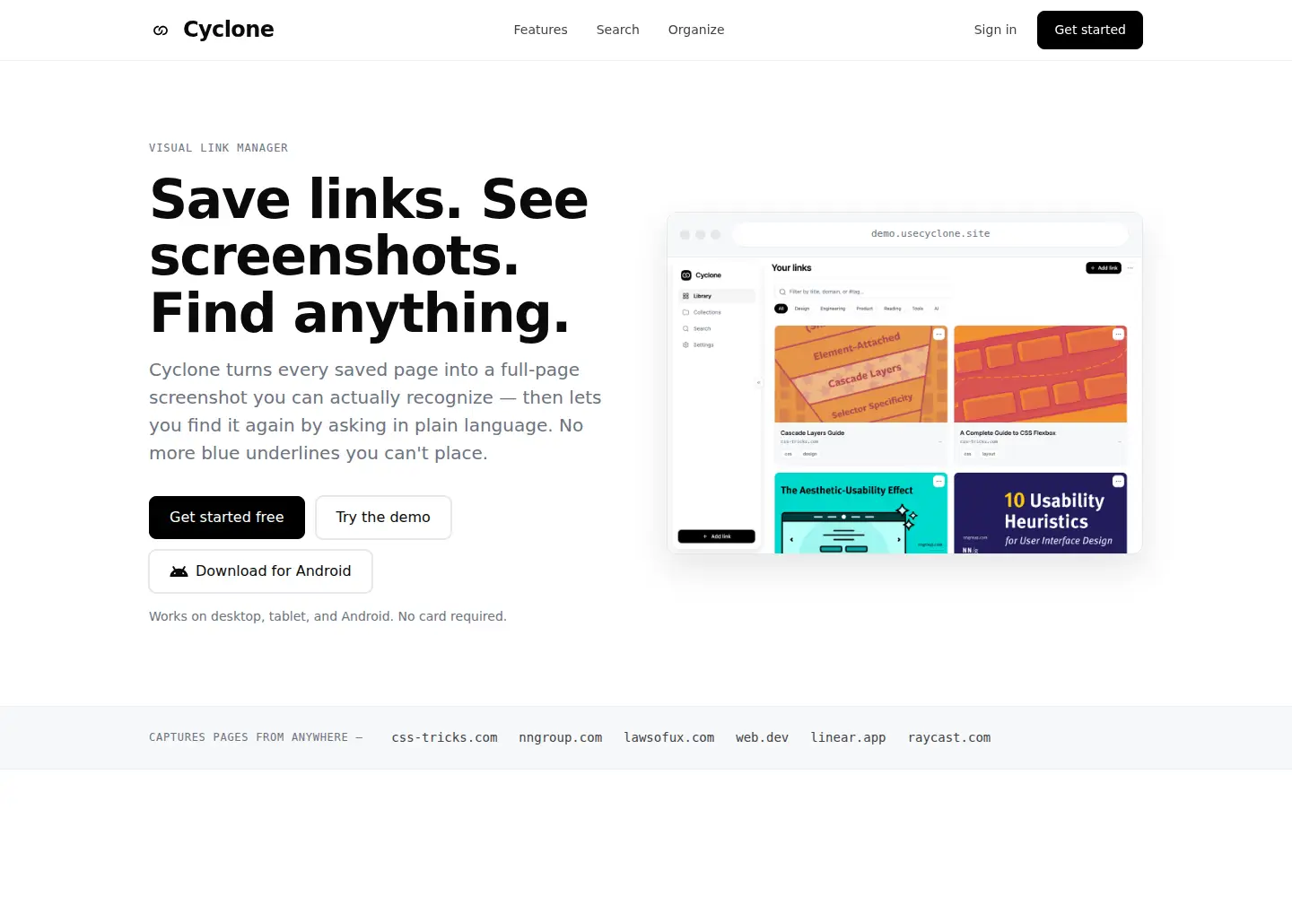 Screenshot of cyclonelink.space