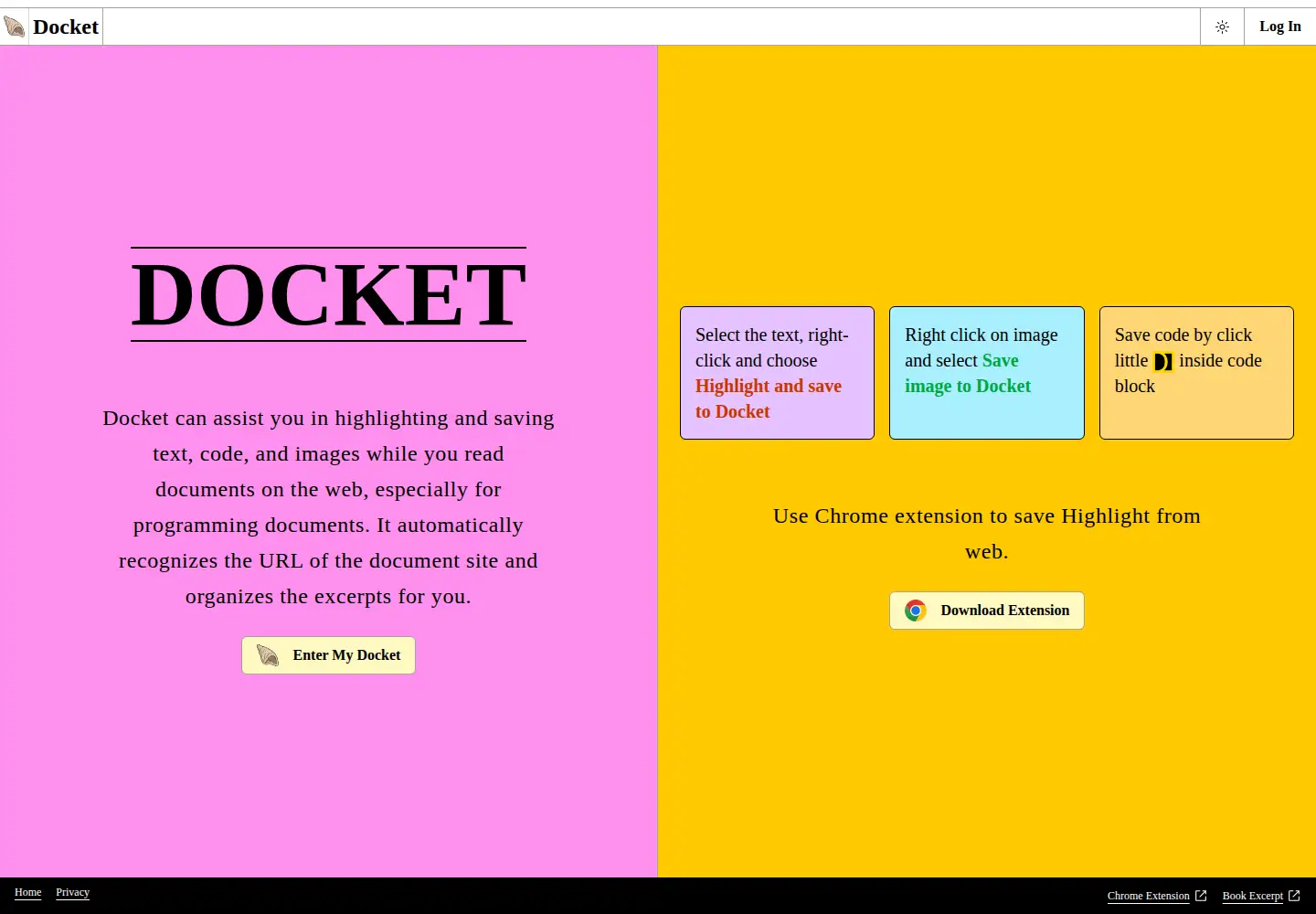 Captured homepage of docket.space in the current scan