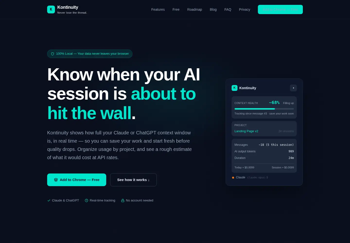 Screenshot of kontinuity.space