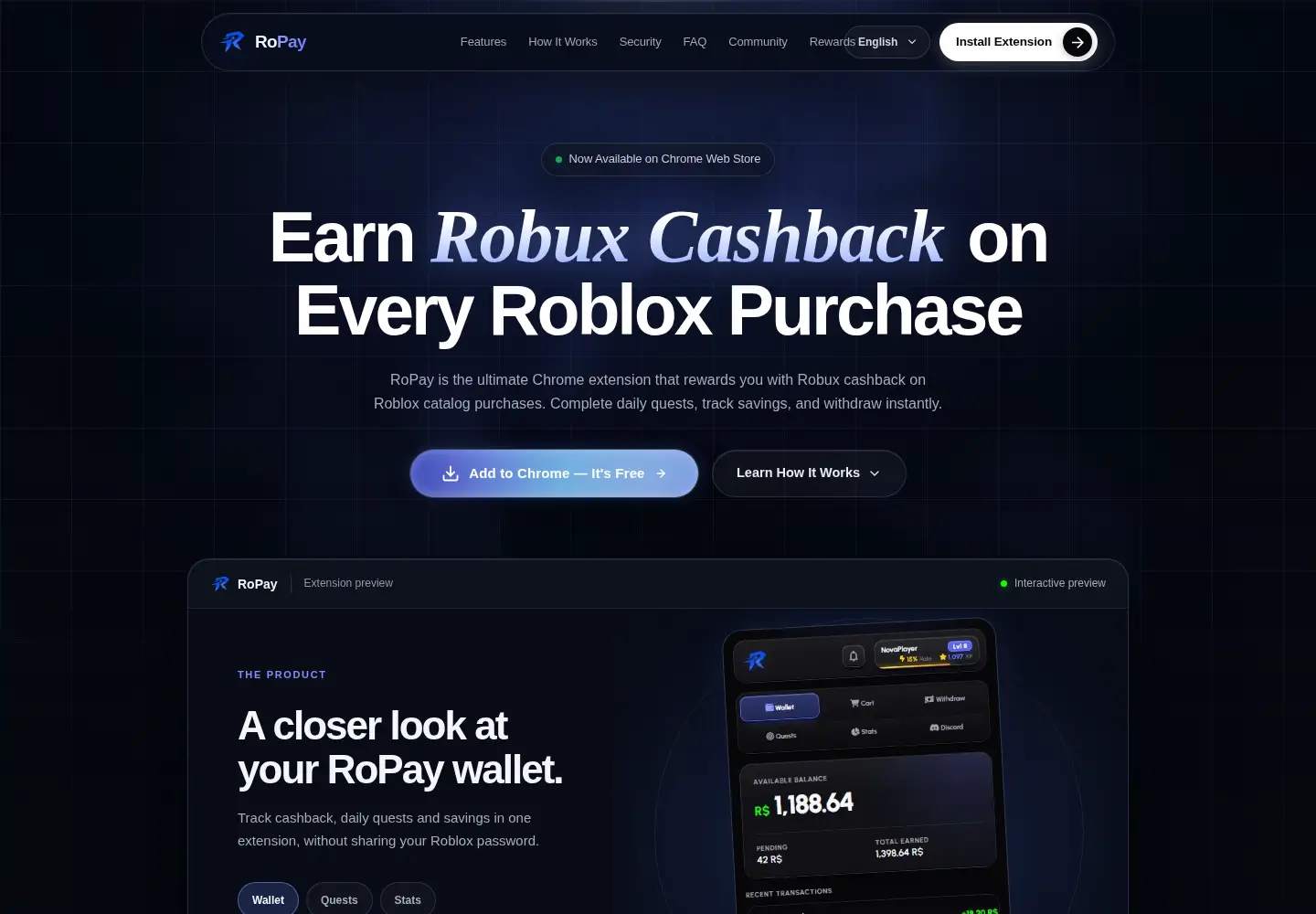 Captured homepage of ropay.space in the current scan