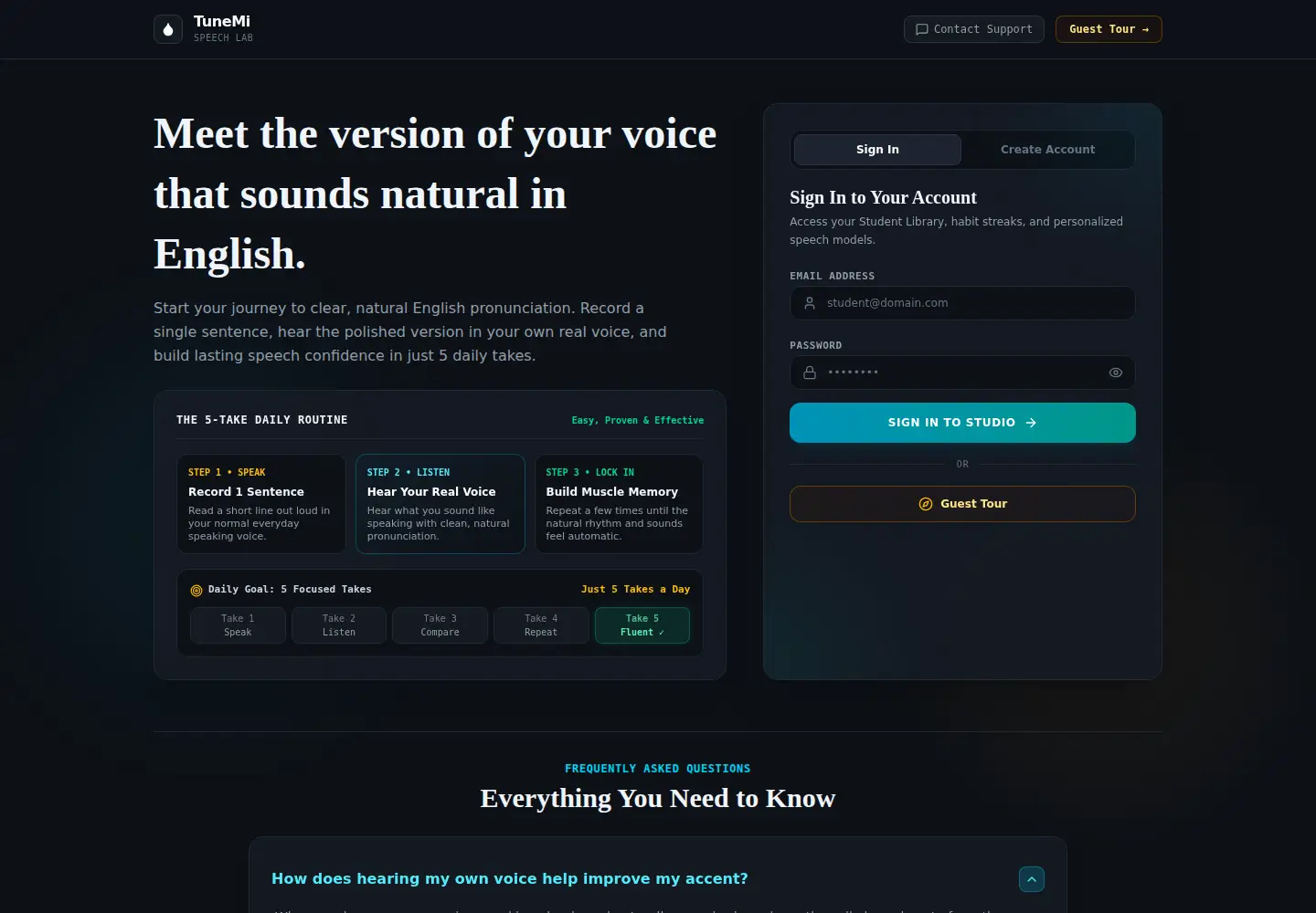 Captured homepage of tunemi.space in the current scan