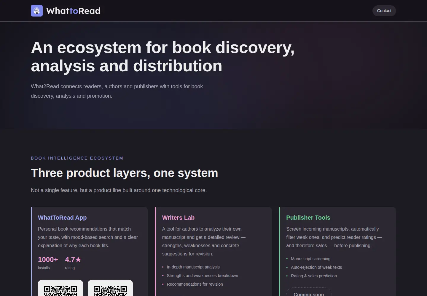 Captured homepage of what2read.space in the current scan
