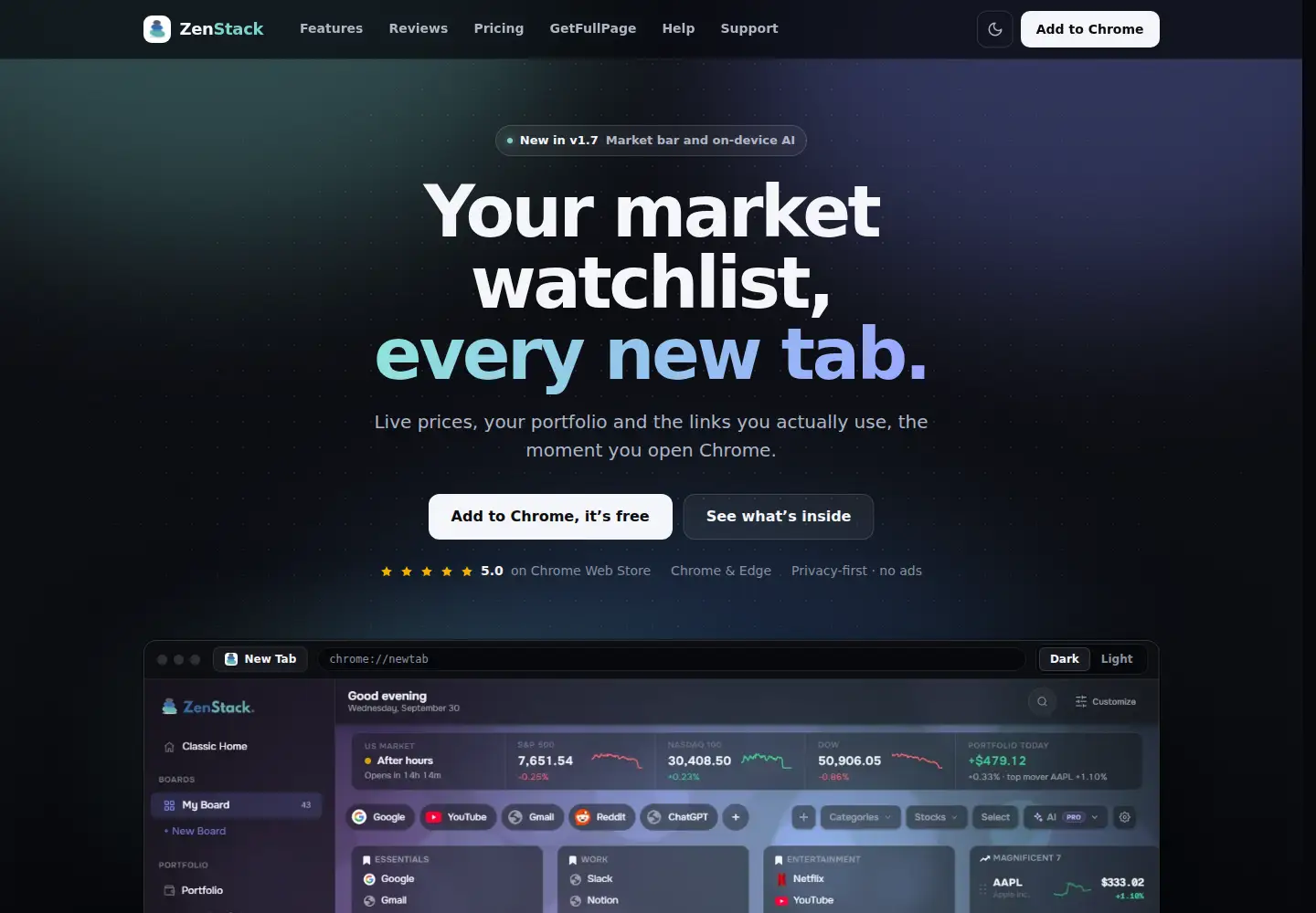 Captured homepage of zenstack.space in the current scan