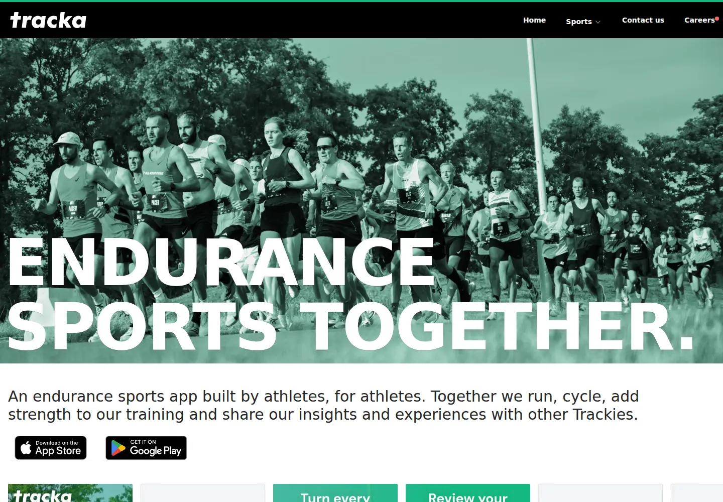 Captured homepage of tracka.sport in the current scan
