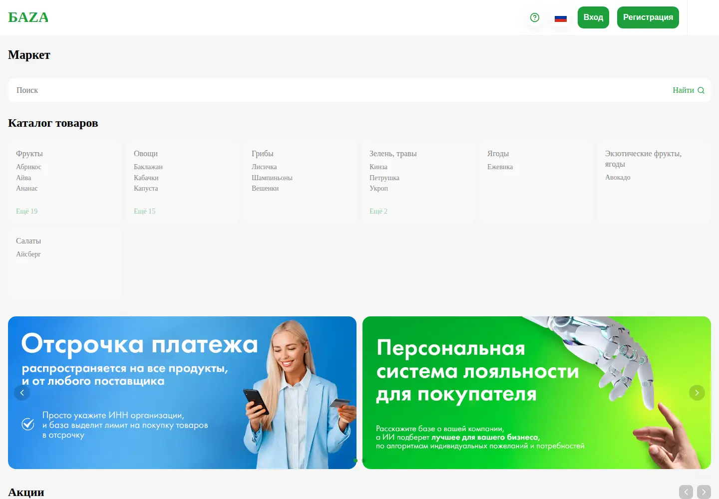Captured homepage of baza.store in the current scan