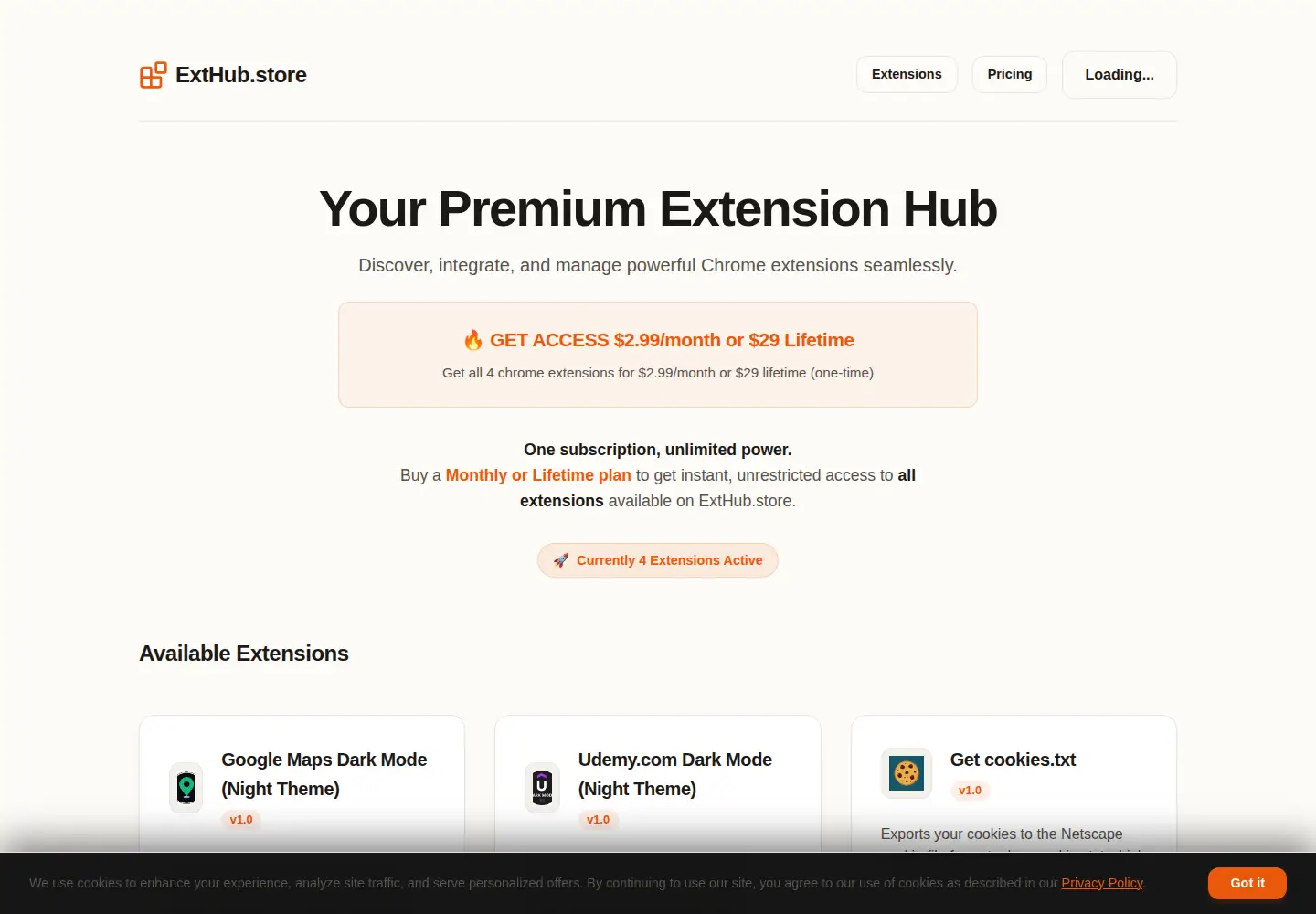 Screenshot of exthub.store