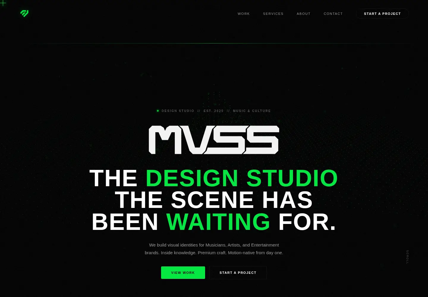 Captured homepage of mvss.studio in the current scan