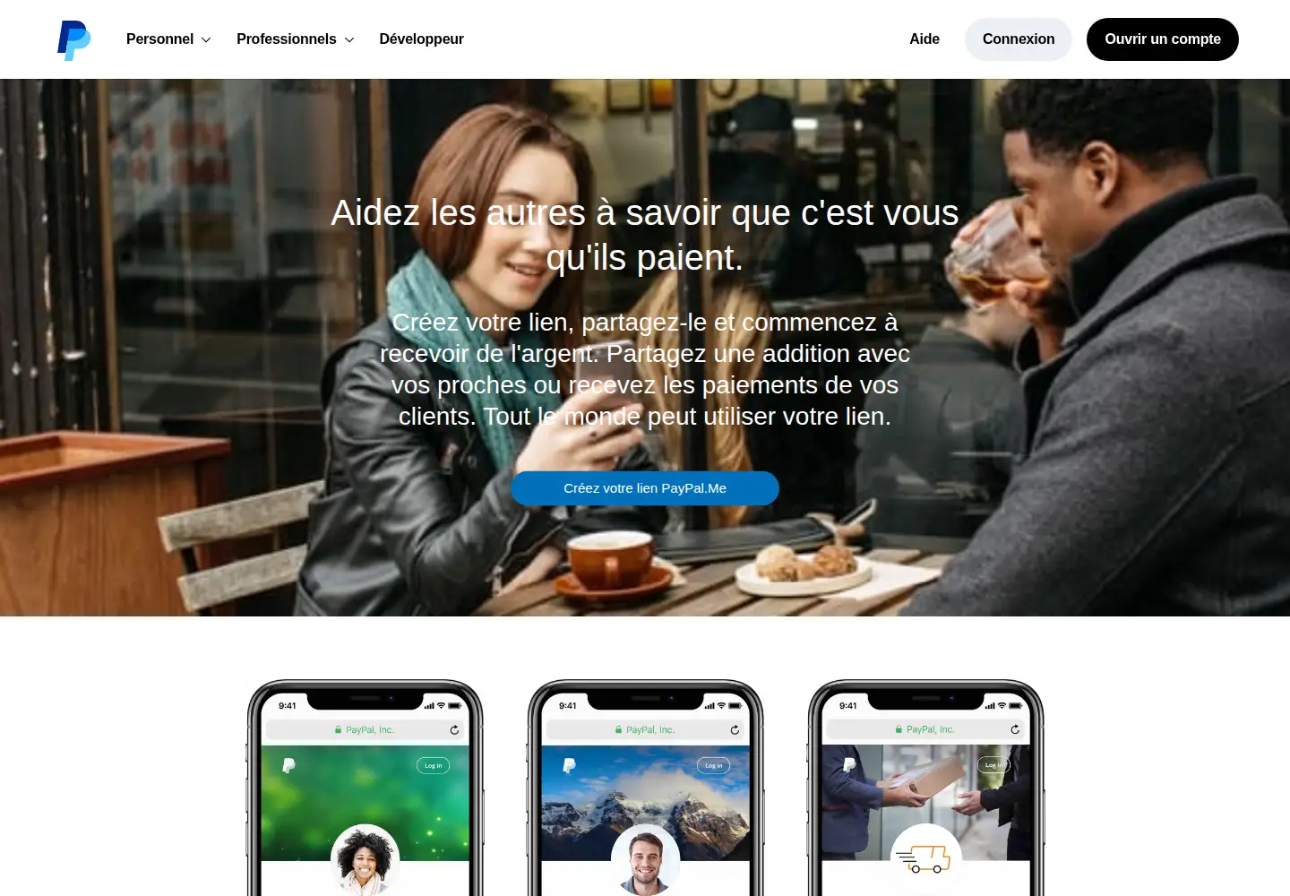 Screenshot of paypal.me