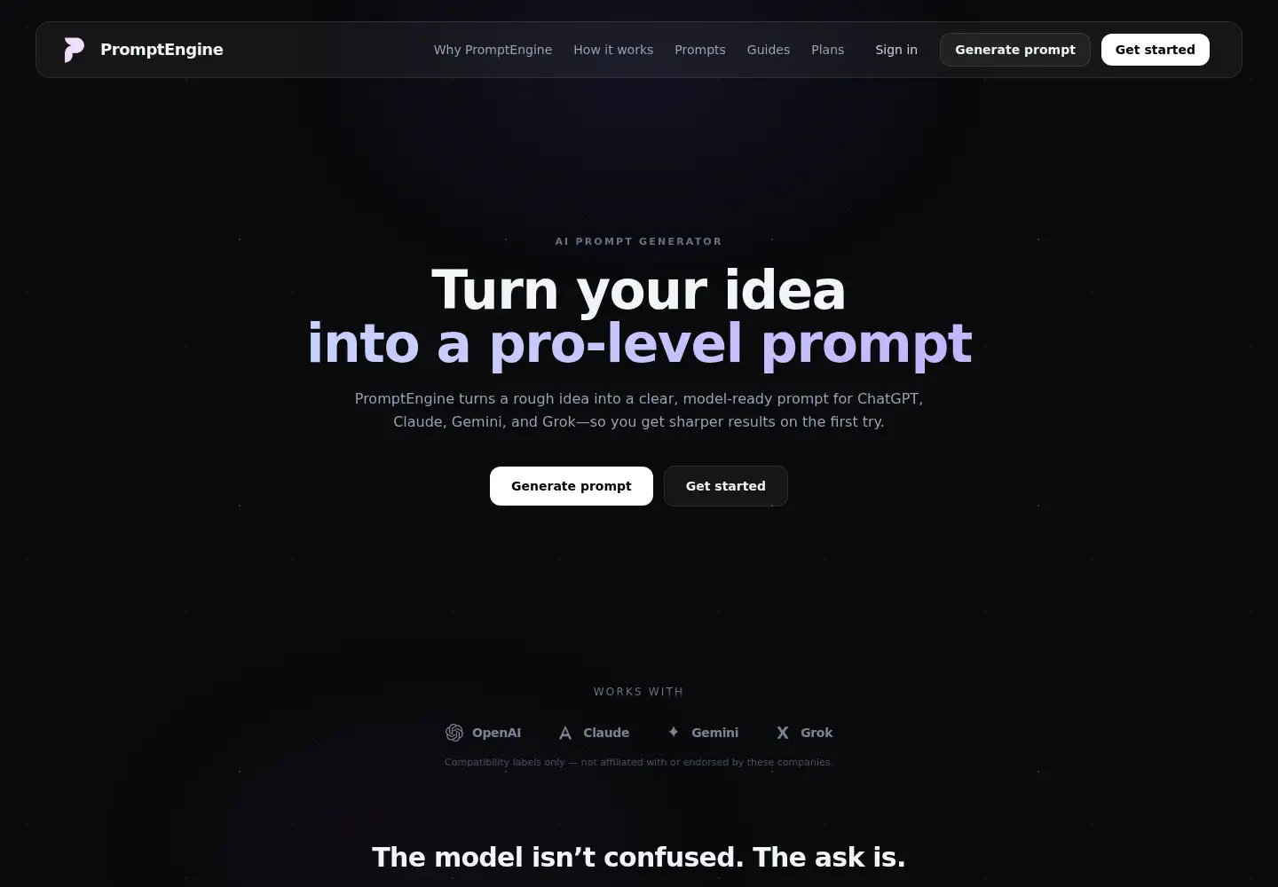 Screenshot of promptengine.studio
