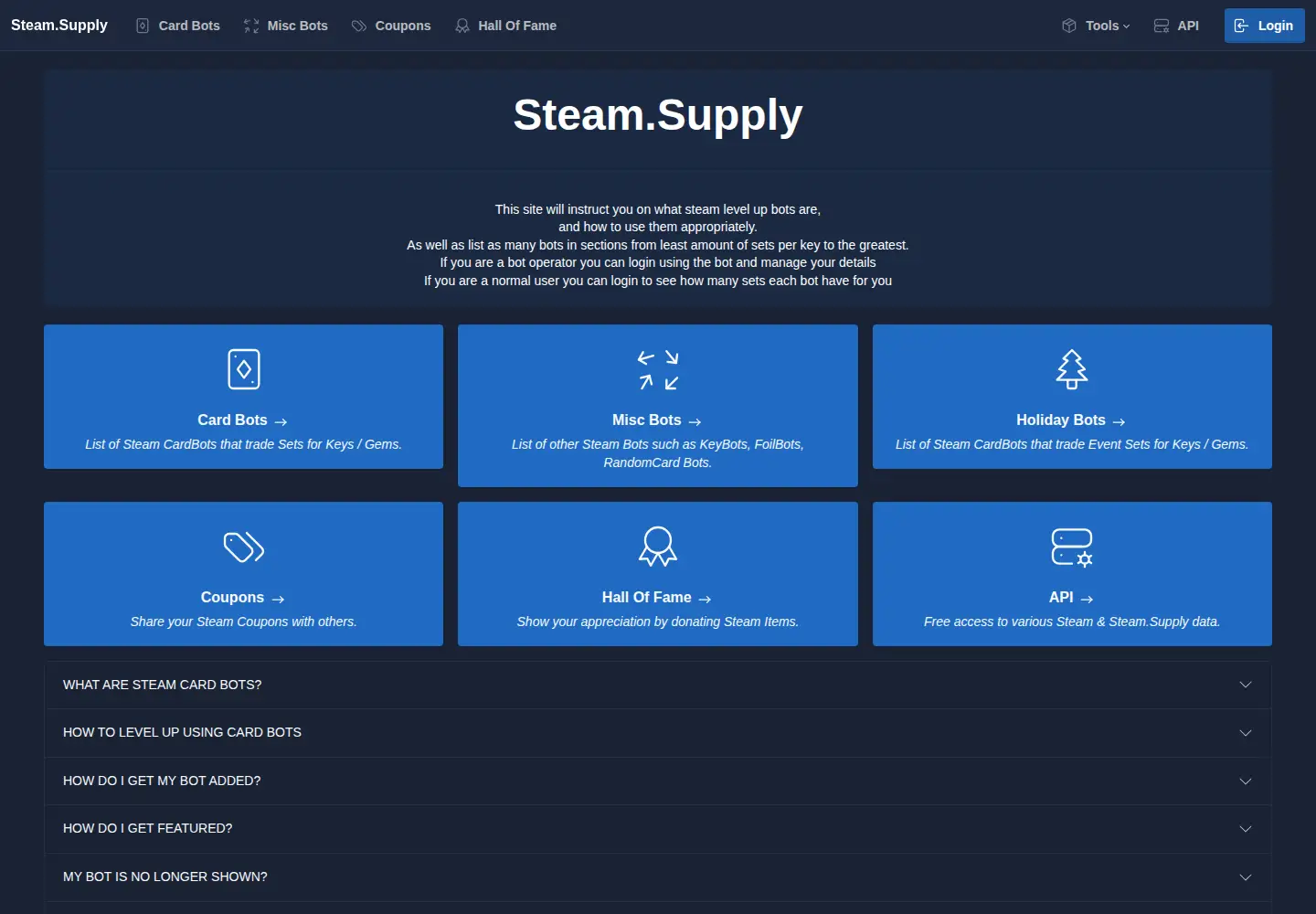 Screenshot of steam.supply