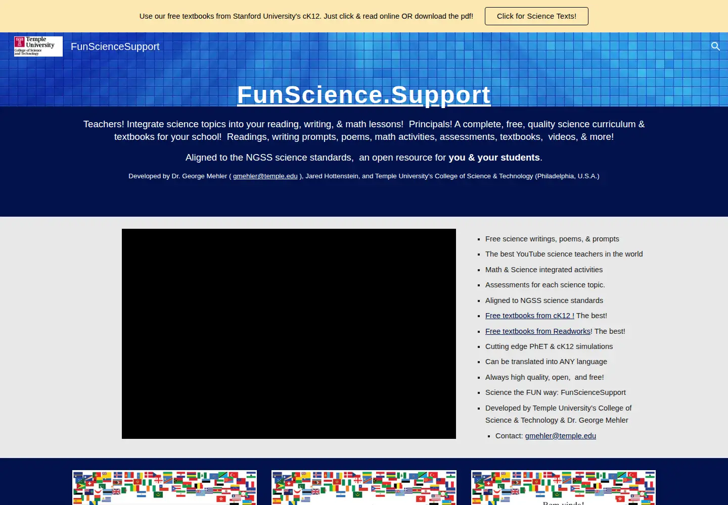 Captured homepage of funscience.support in the current scan