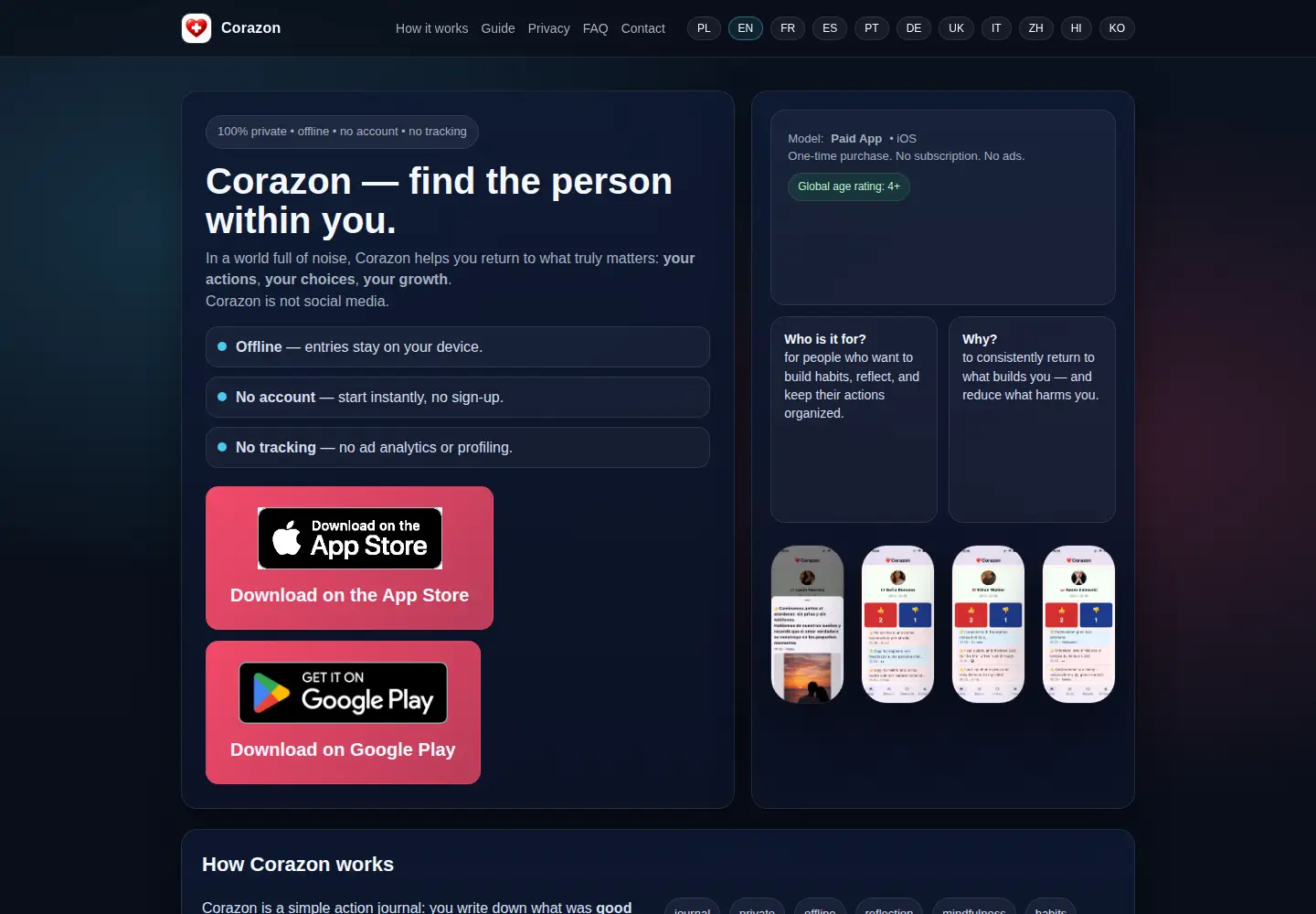 Captured homepage of corazon.systems in the current scan