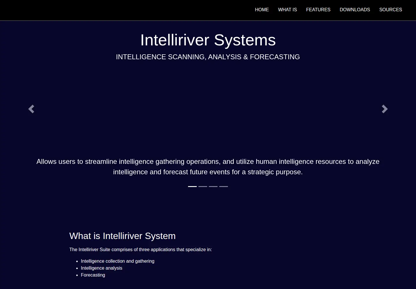 Captured homepage of intelliriver.systems in the current scan