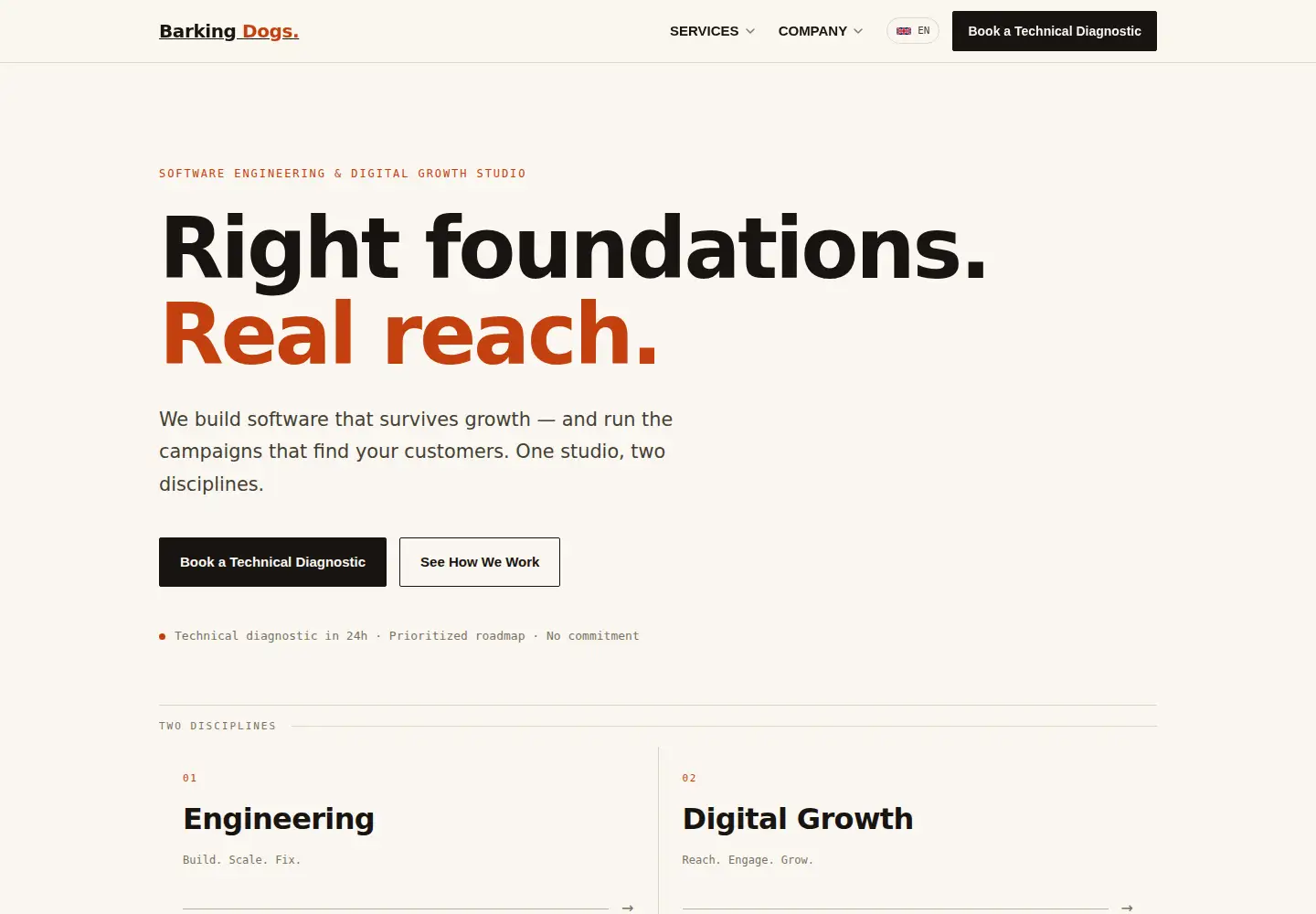 Captured homepage of barkingdogs.tech in the current scan