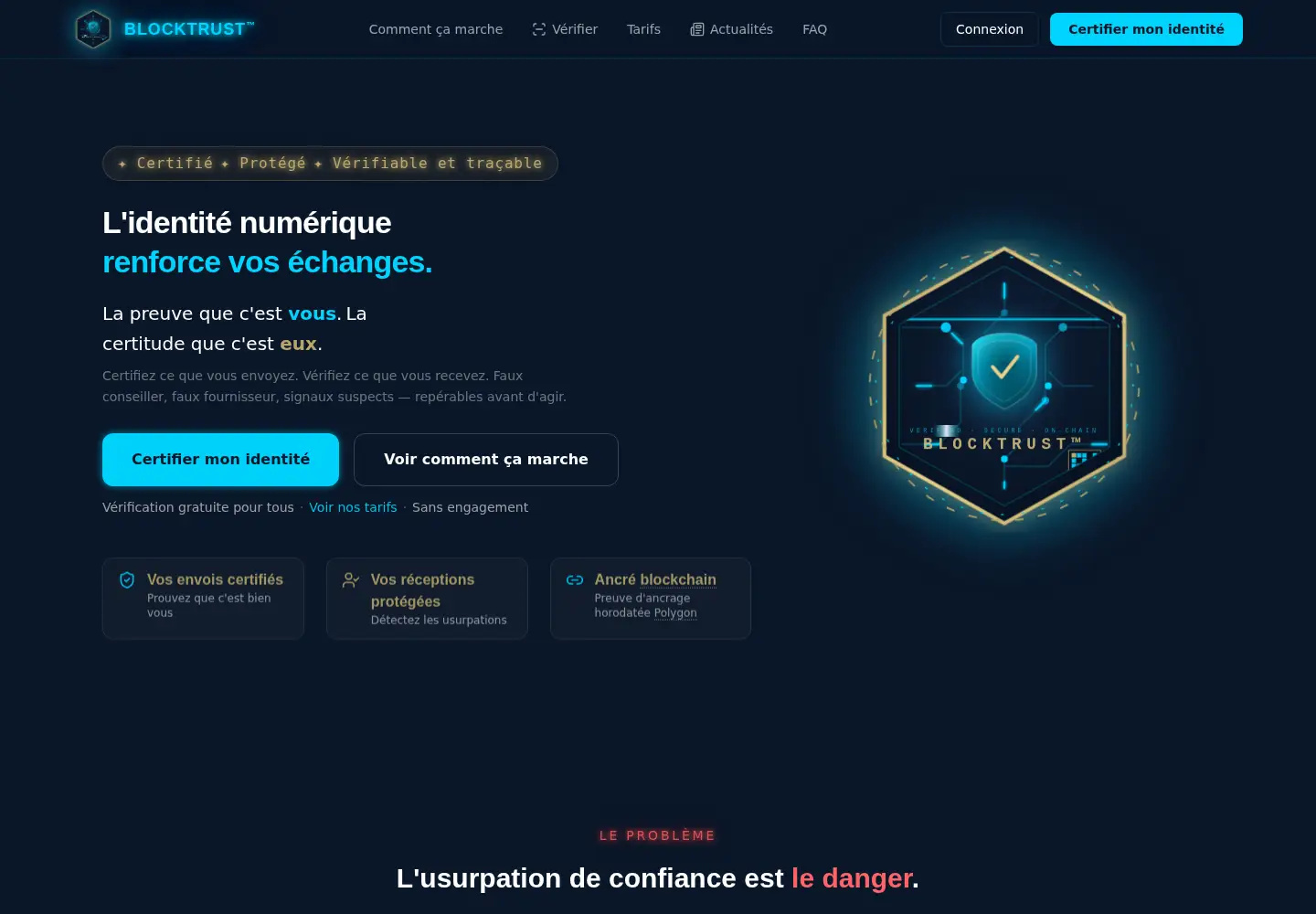 Captured homepage of blocktrust.tech in the current scan