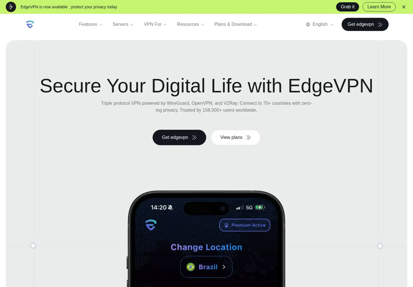 Captured homepage of edgevpn.tech in the current scan