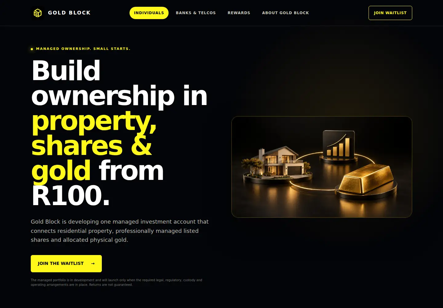 Captured homepage of goldblock.tech in the current scan
