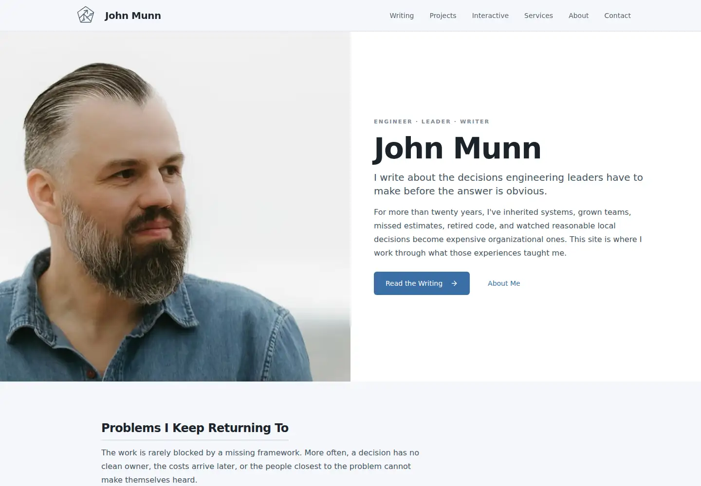 Captured homepage of johnmunn.tech in the current scan