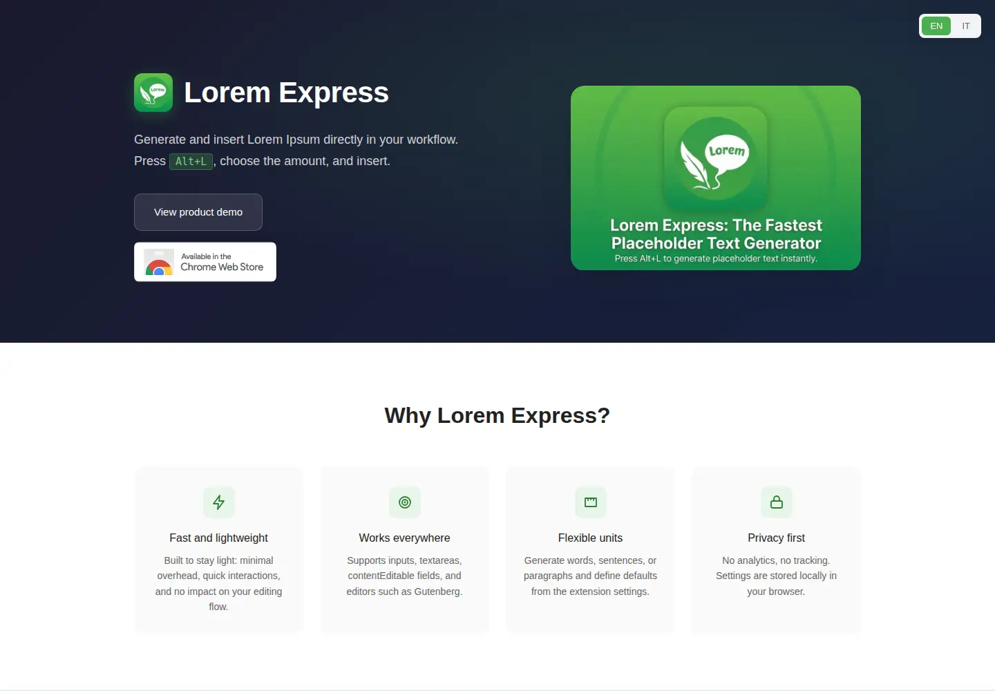 Captured homepage of loremexpress.tech in the current scan